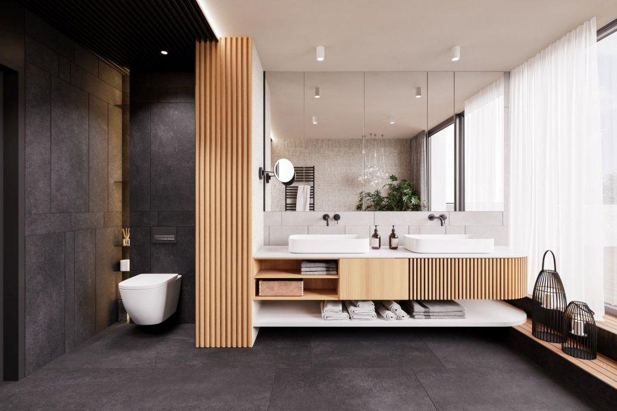 černobílá koupelna