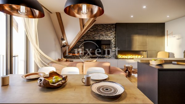 obývací pokoj s krbem