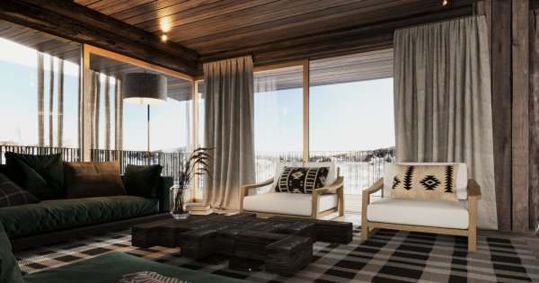 obývací pokoj s výhledem