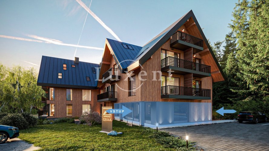 Sale of a luxury commercial space, 108,3 sqm, in the new mountain project HARRACHOV PEAKS in the Giant Mountains, Harrachov