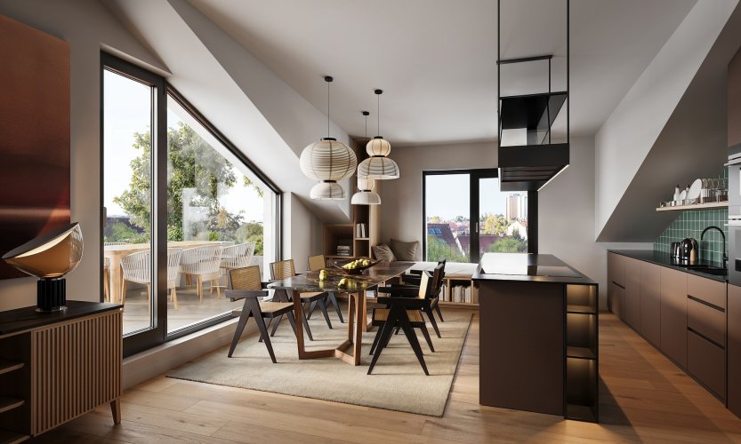 Prodej bytu 4+1/T, 119,1 m², v rezidenci Na Nároží, Praha 8 – Kobylisy