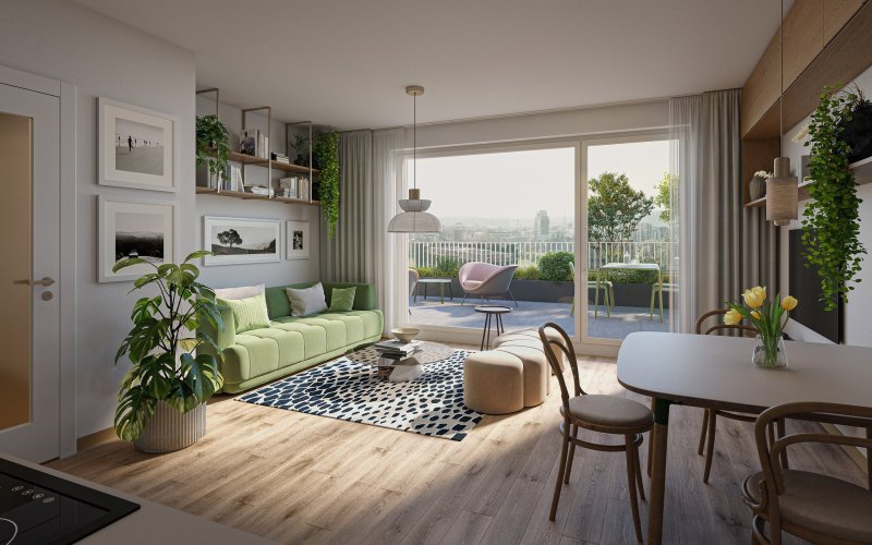 Prodej bytu 2+kk/B, 48,9 m², v developerském projektu NEAR living, Praha 8 – Palmovka
