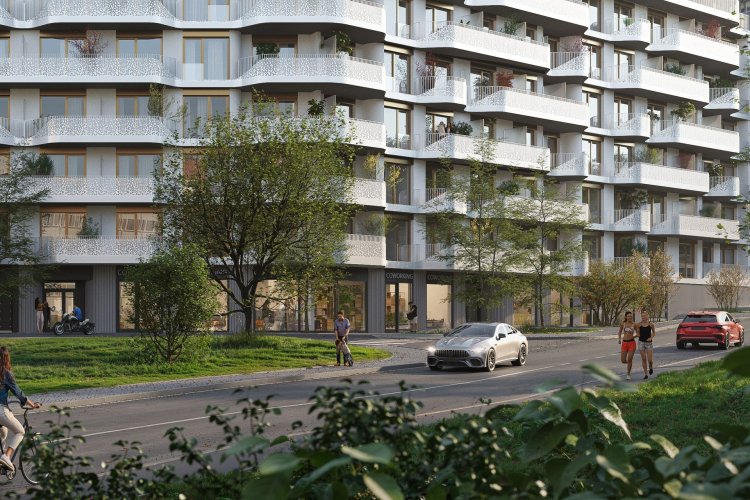 Prodej komerční jednotky, 179,3 m², v developerském projektu NEAR living, Praha 8 – Palmovka